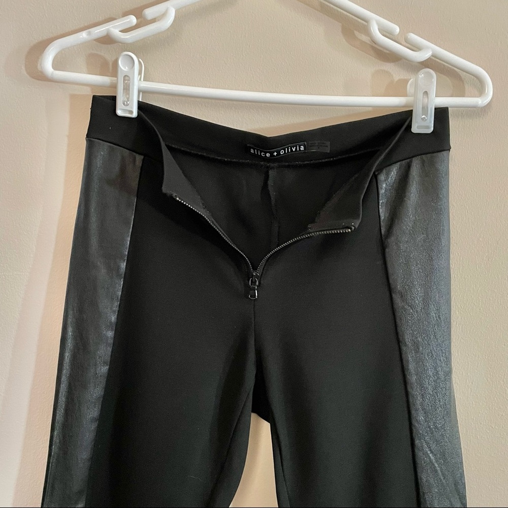 ❤️SOLD❤️ ALICE + OLIVIA BLACK LAMBSKIN LEATHER SIDE PANEL LEGGING BLACK SZ 6 - Picture 5 of 11